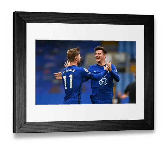 Framed Print : Timo Werner Scores Chelsea's Second Goal in Empty Stamford Bridge Against Southampton Framed Print : Timo Werner Scores Chelsea's Second Goal in Empty Stamford Bridge Against Southampton