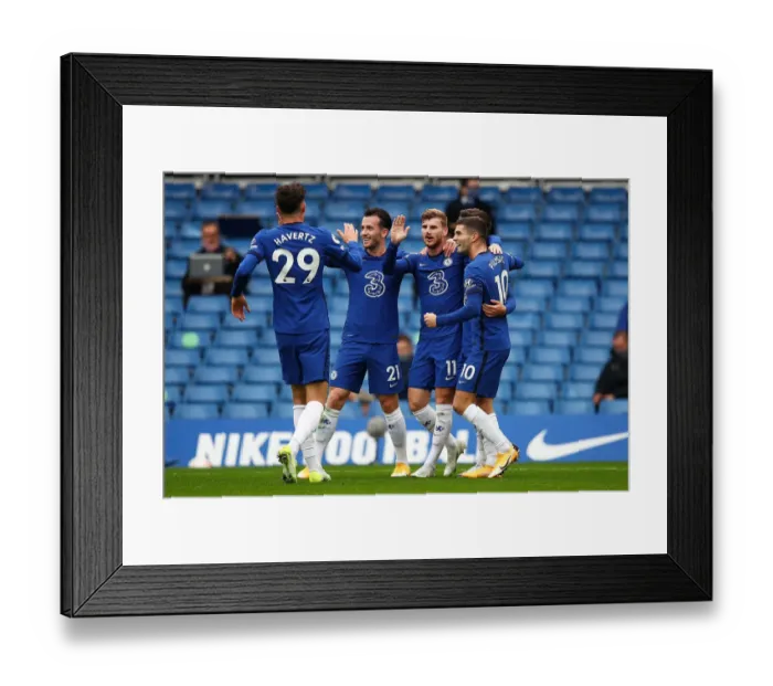 Framed Print : Chelsea's Timo Werner Scores Second Goal vs Southampton in Empty Stamford Bridge Framed Print : Chelsea's Timo Werner Scores Second Goal vs Southampton in Empty Stamford Bridge