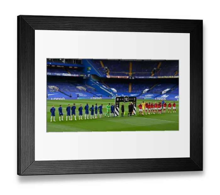 Framed Print : Chelsea vs Southampton: No Room for Racism at Stamford Bridge - Premier League Match Amidst COVID-19 Restrictions