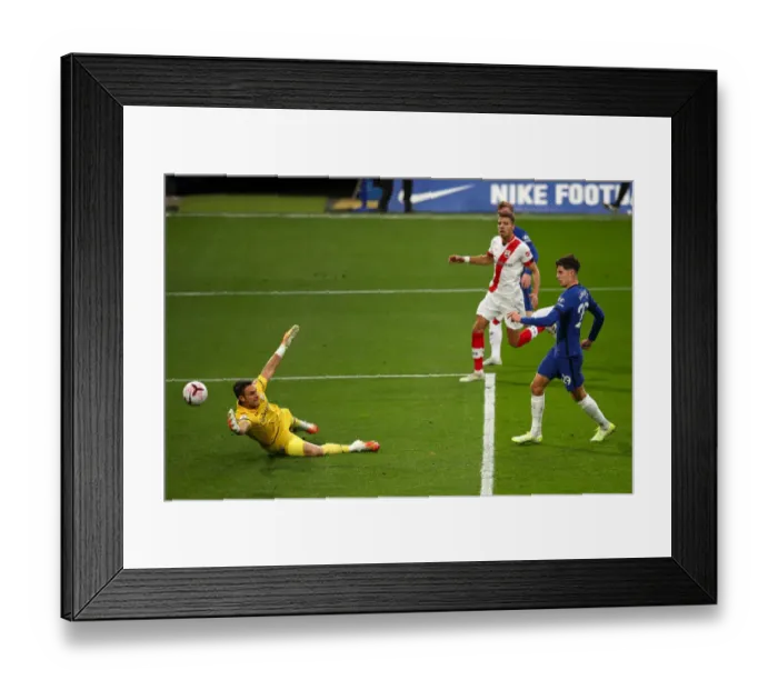 Framed Print : Chelsea's Kai Havertz Scores Third Goal Against Southampton in Empty Stamford Bridge