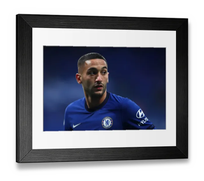 Framed Print : Empty Stamford Bridge: Hakim Ziyech Contemplates on Premier League Pitch Amidst COVID-19 Restrictions (Chelsea vs Southampton, October 2020)