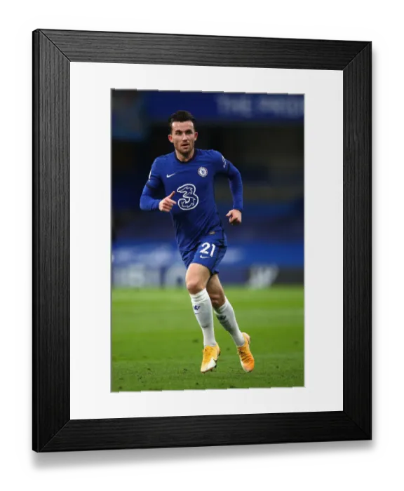 Framed Print : Chelsea vs Southampton: Ben Chilwell in Action at Empty Stamford Bridge, Premier League, October 2020