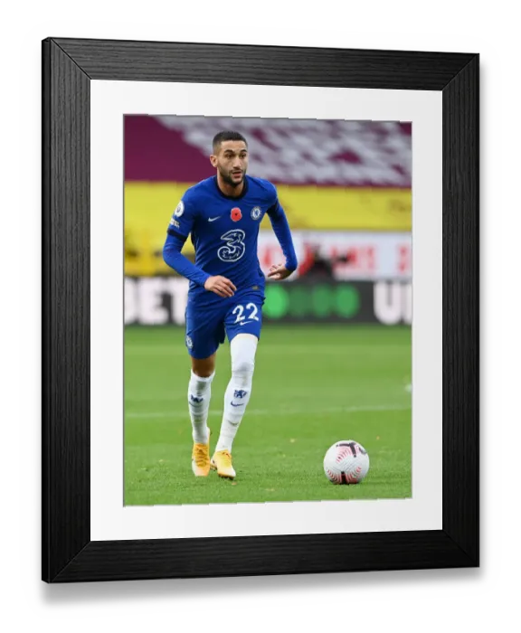 Framed Print : Hakim Ziyech in Action: Burnley vs. Chelsea at Empty Turf Moor, Premier League, October 2020