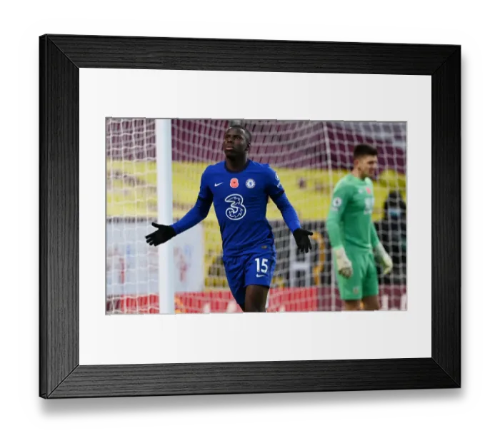 Framed Print : Chelsea's Zouma Scores Second in Empty Turf Moor Against Burnley Framed Print : Chelsea's Zouma Scores Second in Empty Turf Moor Against Burnley