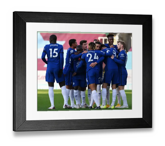 Framed Print : Chelsea's Ziyech Scores First Goal in Empty Turf Moor Against Burnley