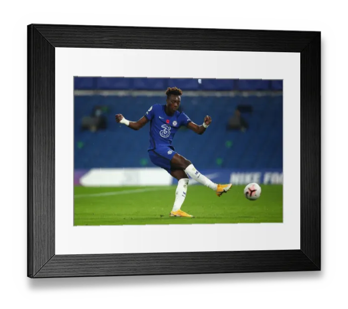 Framed Print : Chelsea's Tammy Abraham Scores First Goal Against Sheffield United in Empty Stamford Bridge Framed Print : Chelsea's Tammy Abraham Scores First Goal Against Sheffield United in Empty Stamford Bridge
