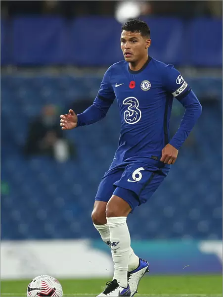 LONDON, ENGLAND - NOVEMBER 07: Thiago Silva of Chelsea in action during the Premier League match between Chelsea