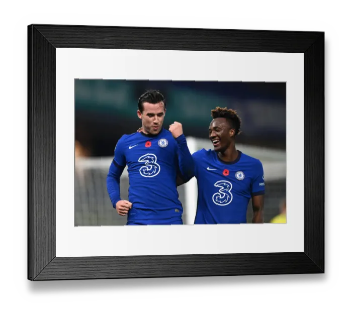 Framed Print : Chelsea's Chilwell and Abraham Celebrate Second Goal Against Sheffield United (Premier League, November 2020) Framed Print : Chelsea's Chilwell and Abraham Celebrate Second Goal Against Sheffield United (Premier League, November 2020)