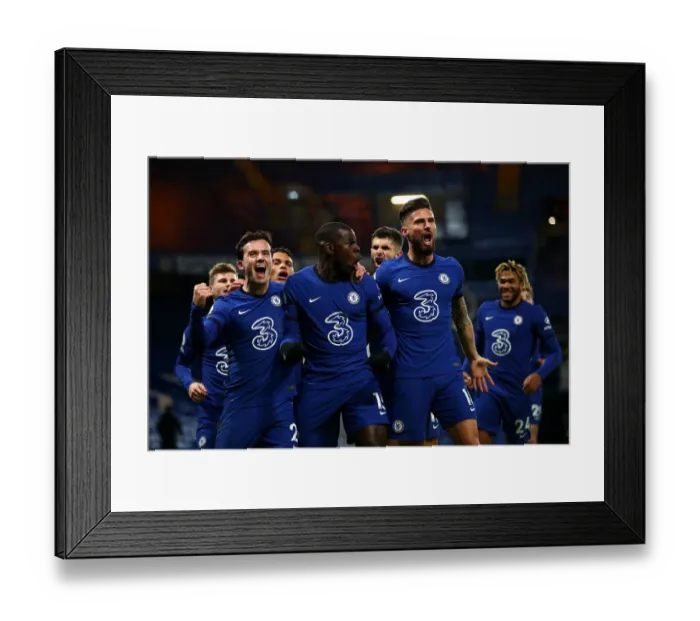 Framed Print : Chelsea Celebrates with Kurt Zouma: Second Goal vs Leeds United, Premier League, London