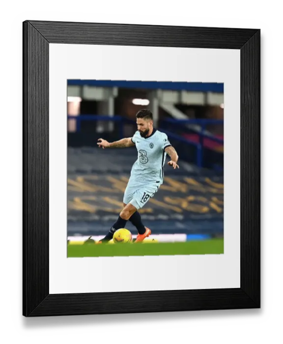 Framed Print : Olivier Giroud at Goodison Park: Everton vs. Chelsea, Premier League, December 2020