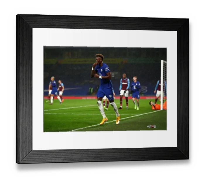 Framed Print : Chelsea's Abraham Scores Third Goal Against West Ham in Premier League Clash