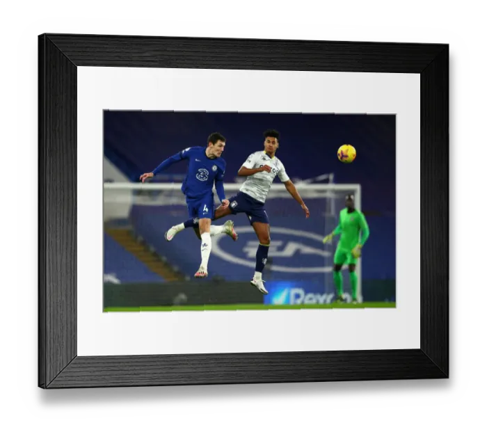 Framed Print : Andreas Christensen in Action: Chelsea vs Aston Villa, Empty Stamford Bridge, Premier League (Dec 2020)