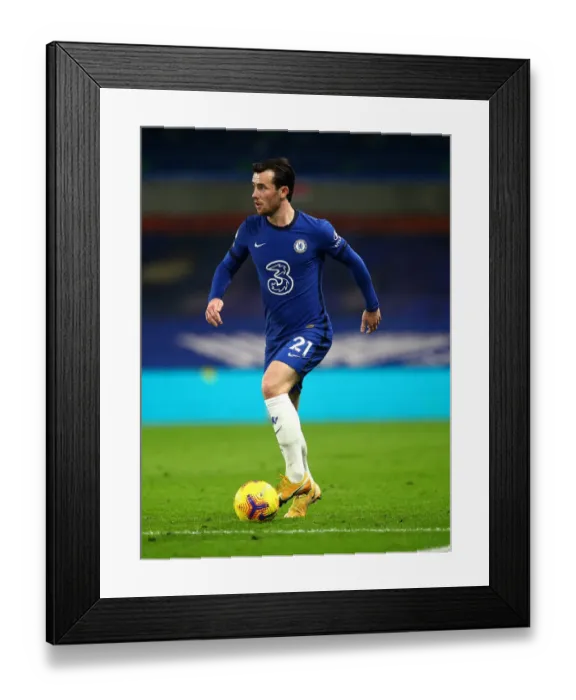 Framed Print : Chelsea vs Aston Villa: Ben Chilwell in Action at Empty Stamford Bridge, Premier League, December 2020