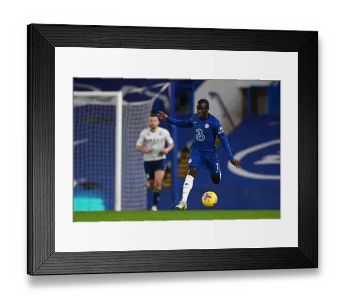 Framed Print : Chelsea vs Aston Villa: N'Golo Kante in Action at Empty Stamford Bridge, Premier League, December 2020