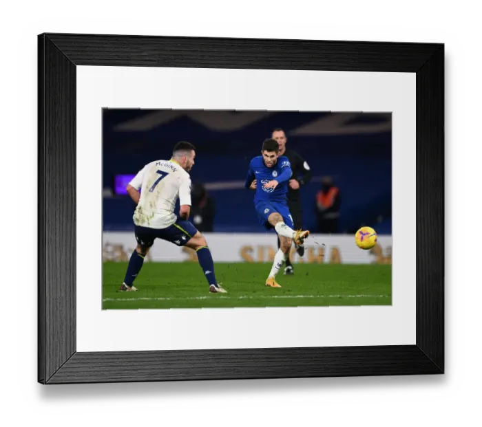 Framed Print : Christian Pulisic of Chelsea in Premier League Action Against Aston Villa, London (December 2020)