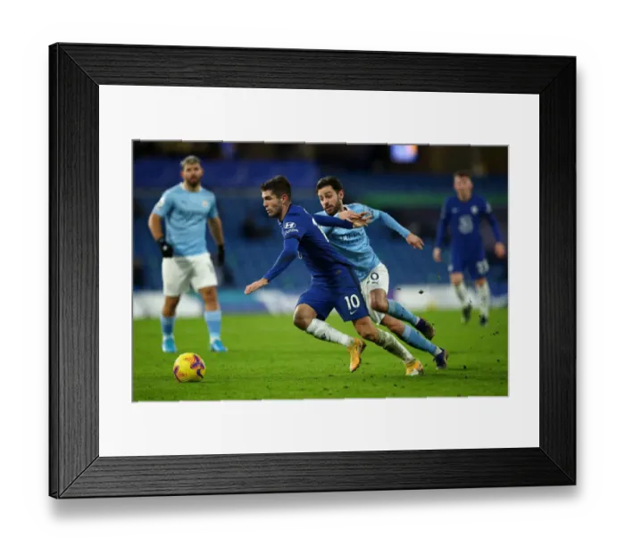 Framed Print : Christian Pulisic at Stamford Bridge: Chelsea vs Manchester City, Premier League, London, England - January 3, 2021 Framed Print : Christian Pulisic at Stamford Bridge: Chelsea vs Manchester City, Premier League, London, England - January 3, 2021