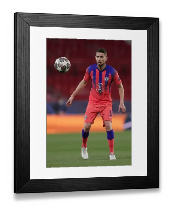Framed Print : Jorginho of Chelsea in UEFA Champions League Quarterfinal vs FC Porto at Empty Estadio Ramon Sanchez Pizjuan, Seville, Spain - April 2021 Framed Print : Jorginho of Chelsea in UEFA Champions League Quarterfinal vs FC Porto at Empty Estadio Ramon Sanchez Pizjuan, Seville, Spain - April 2021