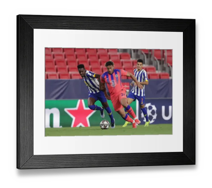 Framed Print : FC Porto vs. Chelsea FC - Reece James in UEFA Champions League Quarterfinal Match at Empty Estadio Ramon Sanchez Pizjuan, Seville, Spain (April 2021) Framed Print : FC Porto vs. Chelsea FC - Reece James in UEFA Champions League Quarterfinal Match at Empty Estadio Ramon Sanchez Pizjuan, Seville, Spain (April 2021)
