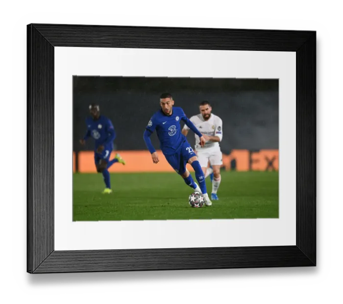 Framed Print : Real Madrid vs. Chelsea: Hakim Ziyech in UEFA Champions League Semi-Final, Madrid, Spain (April 2021) Framed Print : Real Madrid vs. Chelsea: Hakim Ziyech in UEFA Champions League Semi-Final, Madrid, Spain (April 2021)