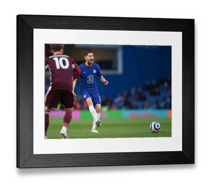 Framed Print : Jorginho of Chelsea in Action against Leicester City - Premier League, London, 2021 Framed Print : Jorginho of Chelsea in Action against Leicester City - Premier League, London, 2021