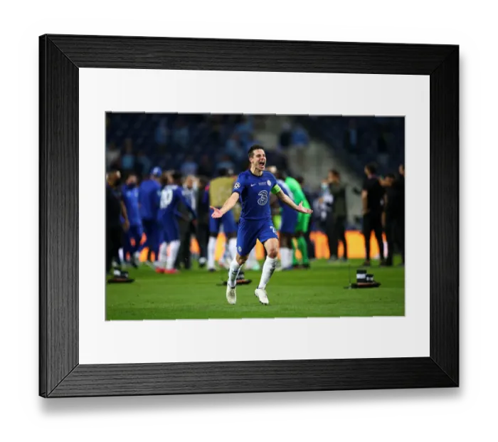 Framed Print : Cesar Azpilicueta Celebrates with Fans: Manchester City vs Chelsea - UEFA Champions League Final, Porto 2021 Framed Print : Cesar Azpilicueta Celebrates with Fans: Manchester City vs Chelsea - UEFA Champions League Final, Porto 2021