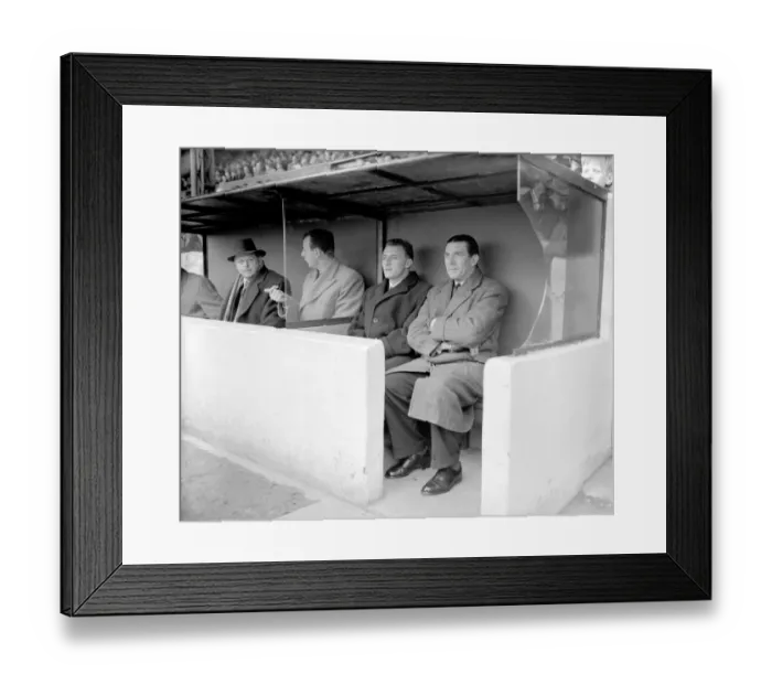 Framed Print : Chelsea Football Club: Ted Drake and Tommy Docherty in the Dugout - A 1960s Battle in Football League Division One: Chelsea vs. Blackpool