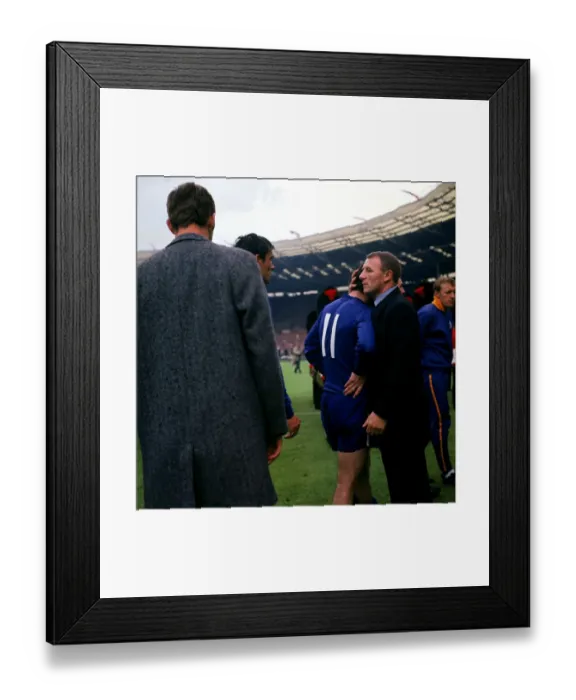 Framed Print : Consolation: Tommy Docherty Comforts John Boyle After Tottenham Hotspur's FA Cup Final Defeat Against Chelsea Framed Print : Consolation: Tommy Docherty Comforts John Boyle After Tottenham Hotspur's FA Cup Final Defeat Against Chelsea