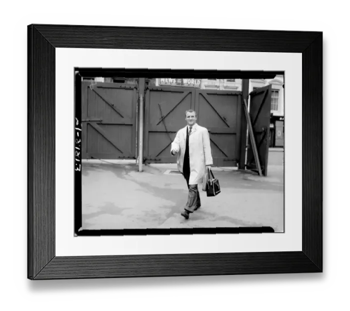 Framed Print : Chelsea Football Club: Tommy Docherty's Arrival at Stamford Bridge for First Training of the 1960s Football League Season