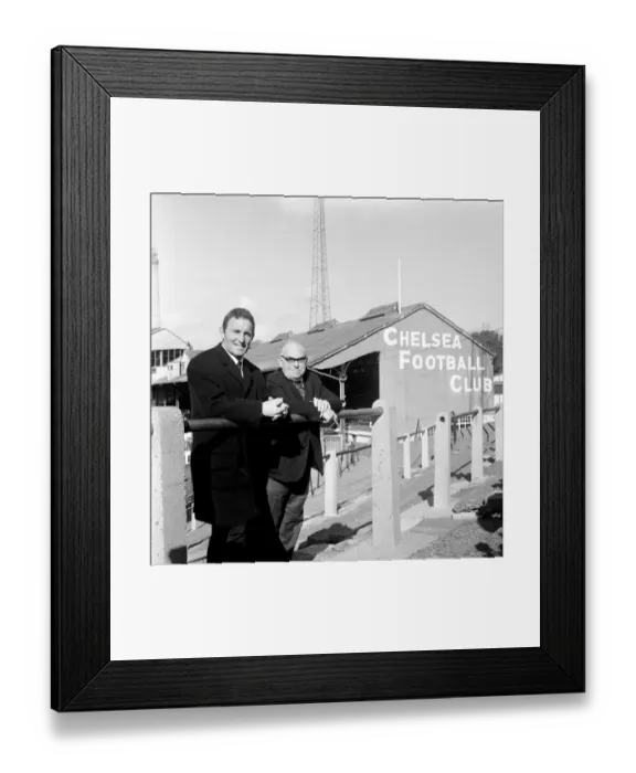 Framed Print : New Chelsea Manager Dave Sexton on Stamford Bridge Terraces with Chairman Charles Pratt