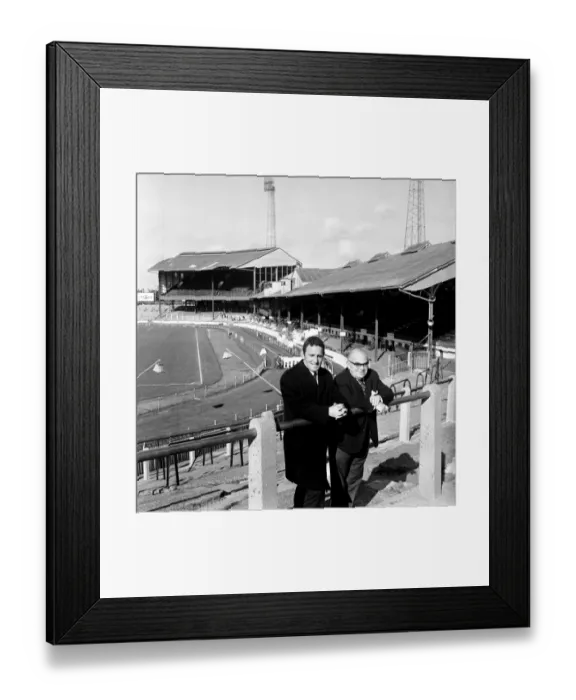 Framed Print : New Chelsea Manager Dave Sexton Meets Chairman Charles Pratt on the Stamford Bridge Terraces (1960s)