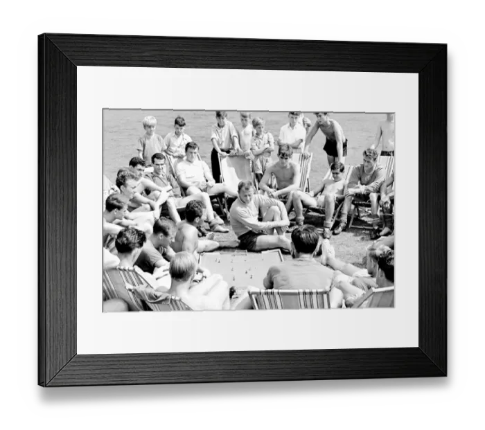 Framed Print : Chelsea Football Club: Manager Tommy Docherty Planning Tactics with Subbuteo at Training, Ewell Framed Print : Chelsea Football Club: Manager Tommy Docherty Planning Tactics with Subbuteo at Training, Ewell