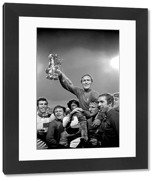 Chelsea FA Cup Victory: Ron Harris Lifts the Trophy Surrounded by Jubilant Teammates (Chelsea v Leeds United)