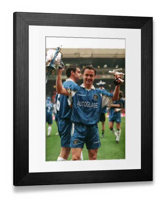 Framed Print : Chelsea's Dennis Wise Celebrates Victory in the Coca-Cola Cup Final against Middlesbrough Framed Print : Chelsea's Dennis Wise Celebrates Victory in the Coca-Cola Cup Final against Middlesbrough