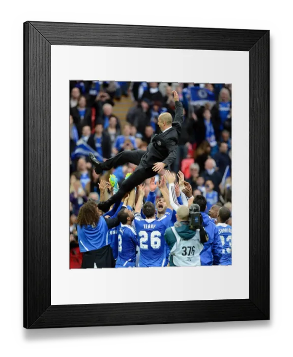 Framed Print : Chelsea's Triumph: Roberto Di Matteo Lifted in FA Cup Victory Celebration (Liverpool vs Chelsea, Wembley Stadium)