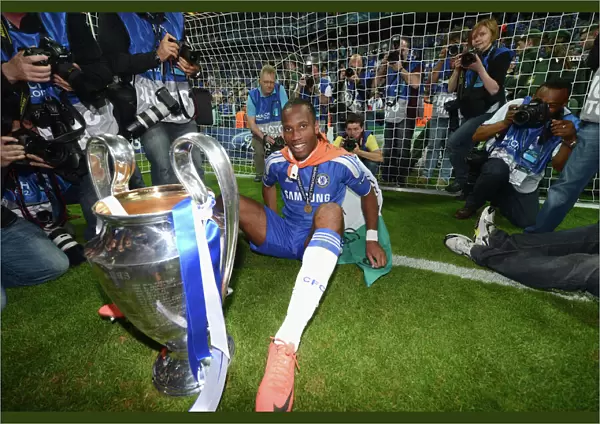 Didier Drogba Celebrates UEFA Champions League Victory with Chelsea against FC Bayern Munich, Munich 2012