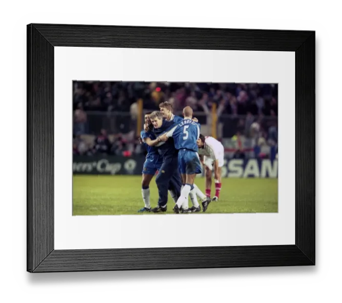 Framed Print : Chelsea's Euro Win: Di Matteo, Hughes, Flo, and Leboeuf Celebrate against VfB Stuttgart, 1998 UEFA European Cup Final Framed Print : Chelsea's Euro Win: Di Matteo, Hughes, Flo, and Leboeuf Celebrate against VfB Stuttgart, 1998 UEFA European Cup Final
