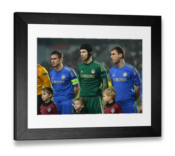 Framed Print : Chelsea's Powerhouse Trio: Lampard, Ivanovic, and Cech in UEFA Europa League Battle against Sparta Prague