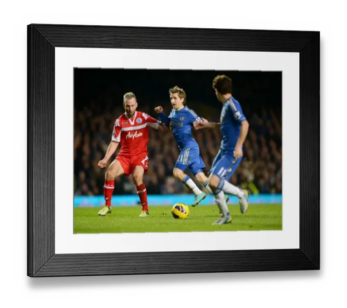 Framed Print : Intense Battle for the Ball: Marko Marin vs. Shaun Derry at Stamford Bridge (January 2nd, 2013)