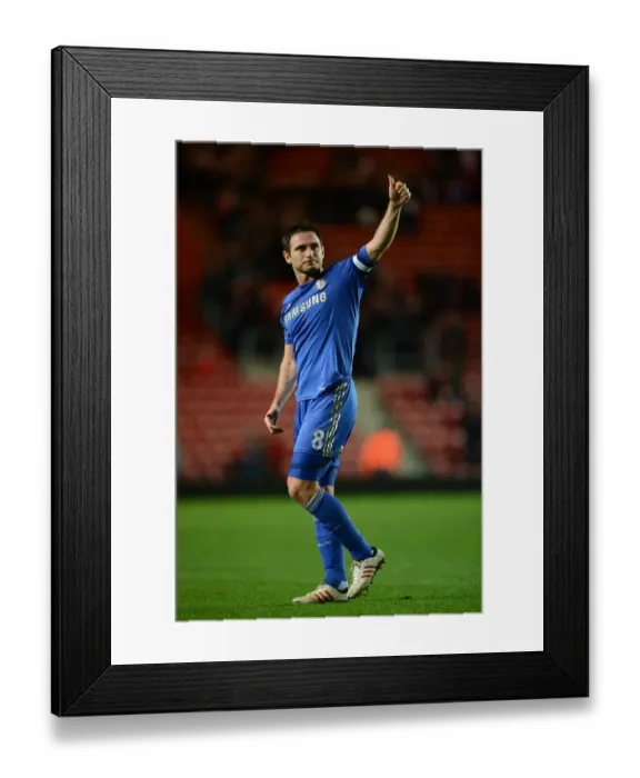 Framed Print : Frank Lampard's FA Cup Victory: Chelsea's Triumph over Southampton (5th January 2013) - Lampard Celebrates with a Thumbs-Up to the Fans Framed Print : Frank Lampard's FA Cup Victory: Chelsea's Triumph over Southampton (5th January 2013) - Lampard Celebrates with a Thumbs-Up to the Fans