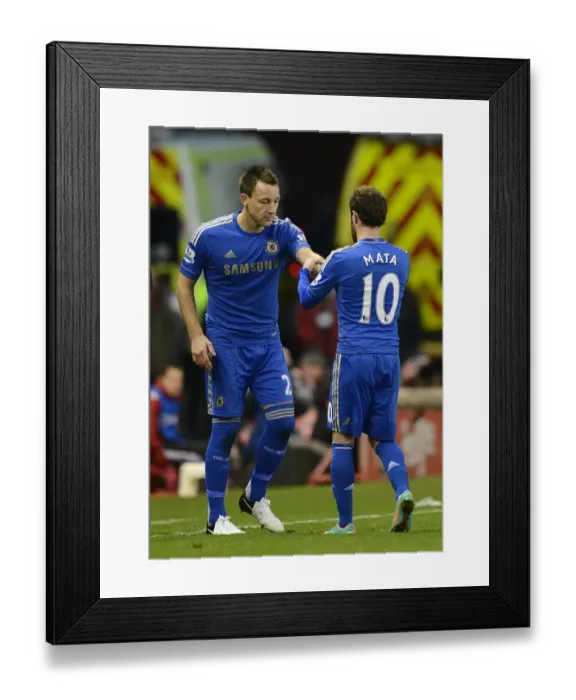 Framed Print : Juan Mata Transfers Chelsea Captain Armband to John Terry During Substitution at Stoke City (January 12, 2013)
