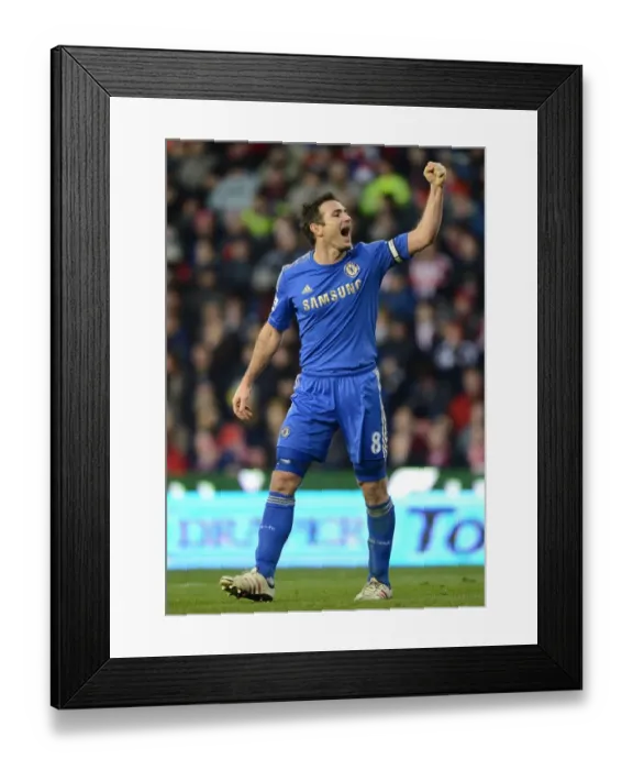 Framed Print : Frank Lampard's Triple Strike: Celebrating Goal Number Three Against Stoke City (January 12, 2013) Framed Print : Frank Lampard's Triple Strike: Celebrating Goal Number Three Against Stoke City (January 12, 2013)