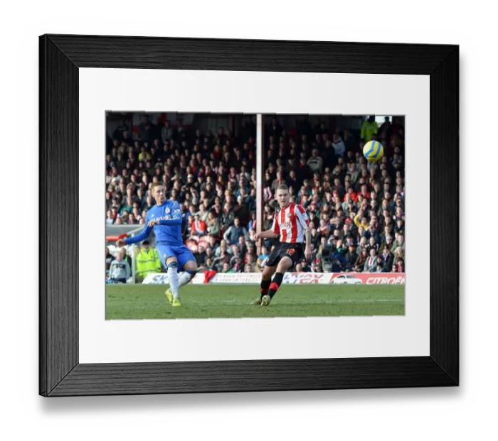 Framed Print : Fernando Torres Scores Chelsea's Second Goal Against Brentford in FA Cup Fourth Round (January 27, 2013)