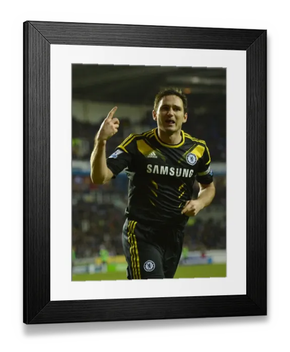 Framed Print : Chelsea's Frank Lampard: Double Delight - Celebrating Goal Number Two Against Reading (30th January 2013)