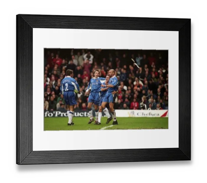 Framed Print : Gianluca Vialli's Euphoric Moment: Scoring the Goal that Secured Chelsea's Victory Against Barnsley (January 31, 1998) Framed Print : Gianluca Vialli's Euphoric Moment: Scoring the Goal that Secured Chelsea's Victory Against Barnsley (January 31, 1998)