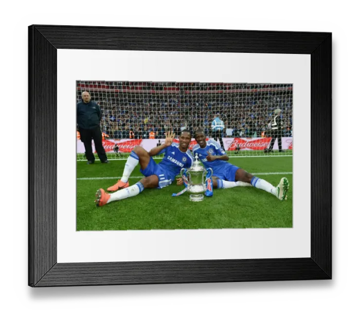Framed Print : Chelsea's FA Cup Final Battle: Drogba and Ramires vs. Liverpool (2012)