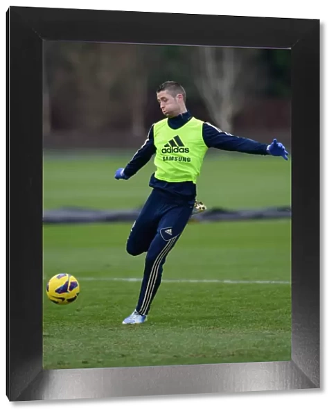Chelsea FC: Gary Cahill in Action at January 2013 Premier League Training Session, Cobham Training Ground