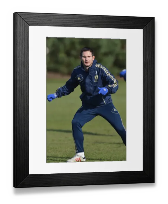 Framed Print : Frank Lampard Leading Chelsea Training Session at Cobham Ground (Premier League) Framed Print : Frank Lampard Leading Chelsea Training Session at Cobham Ground (Premier League)