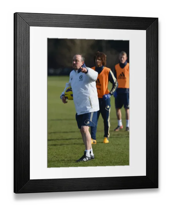 Framed Print : Rafael Benitez Conducting Chelsea FC Training at Cobham Ground (Premier League) Framed Print : Rafael Benitez Conducting Chelsea FC Training at Cobham Ground (Premier League)