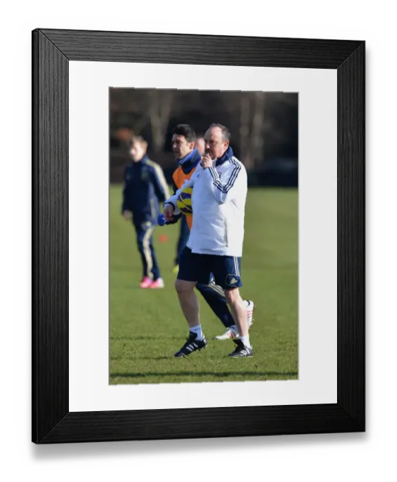 Framed Print : Rafael Benitez Leading Chelsea FC Training Session at Cobham Ground (Premier League) Framed Print : Rafael Benitez Leading Chelsea FC Training Session at Cobham Ground (Premier League)