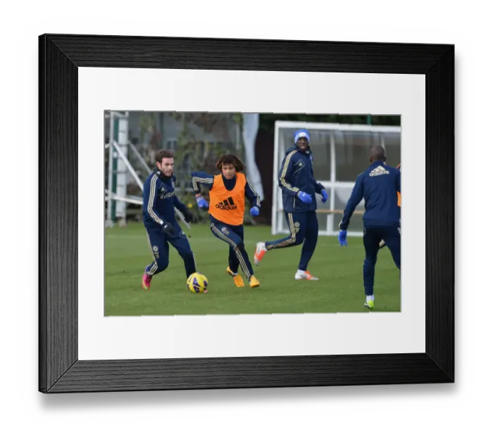 Framed Print : Intense Chelsea FC Training: Juan Mata, Nathan Ake, Demba Ba at Cobham Ground (February 2013)